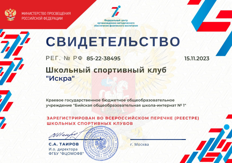 Школьный спортивный клуб "Искра".